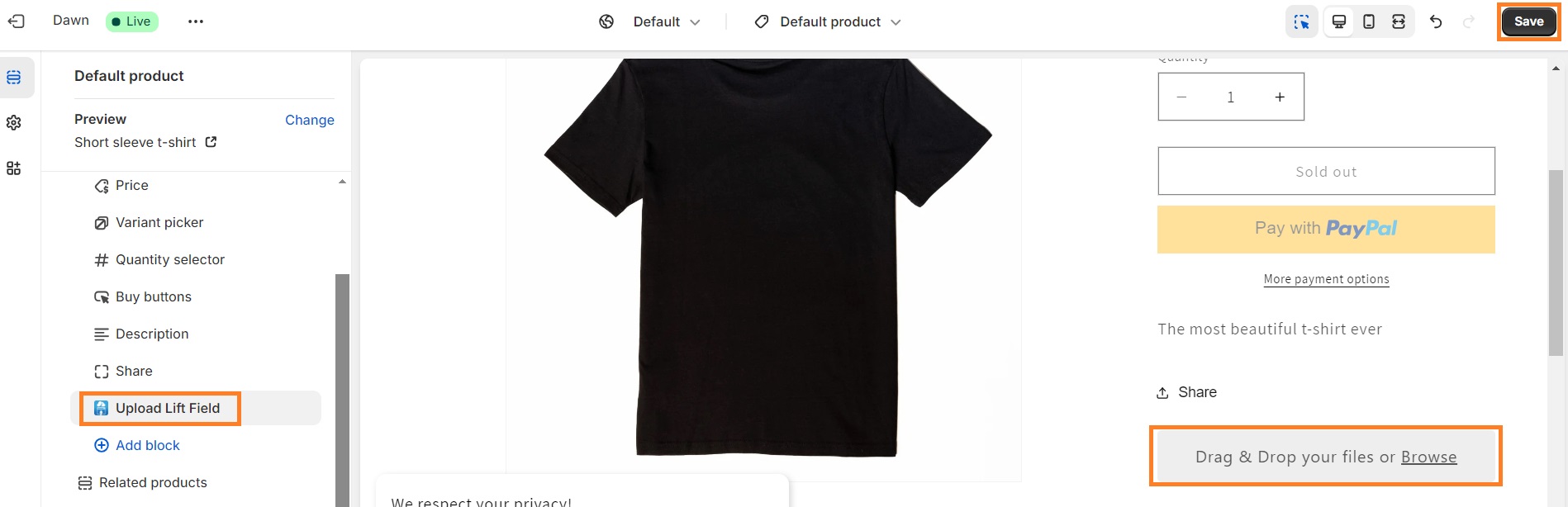 Added upload photo option on Shopify