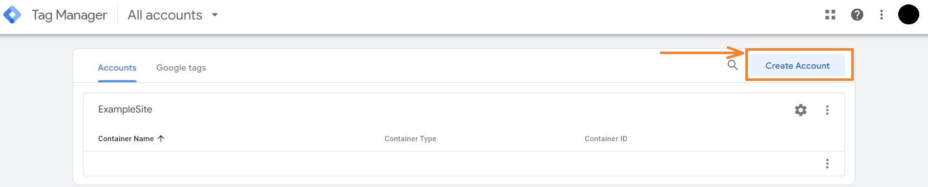 Create an account on Google Tag Manager