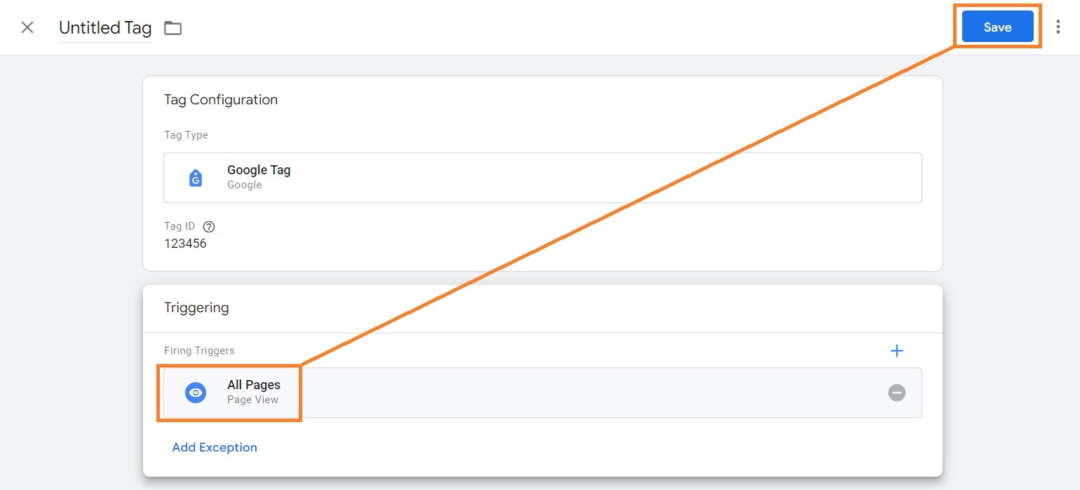 Insert account ID for your tag on Google Tag Manager