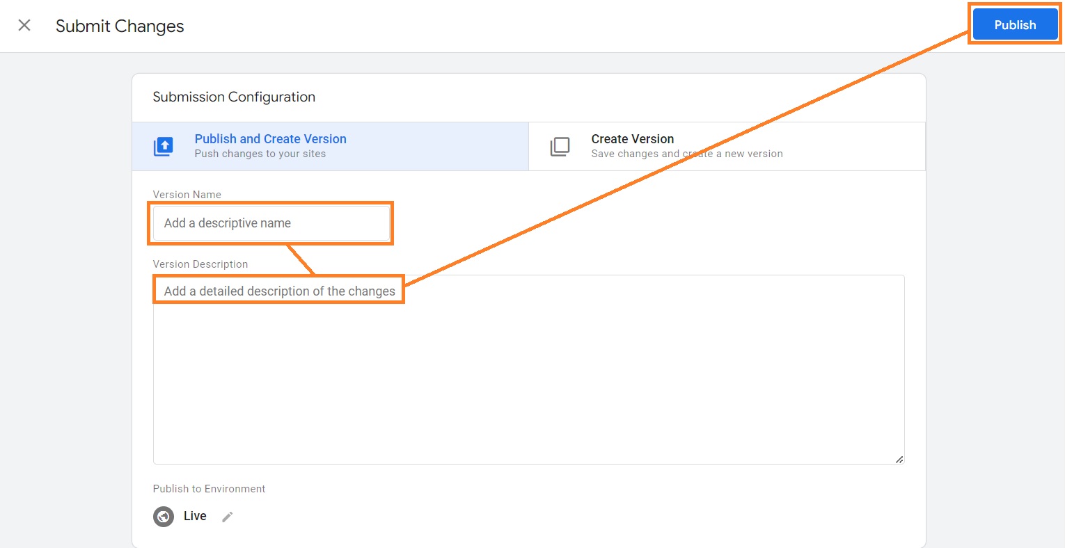 Publish new tag on Google Tag Manager