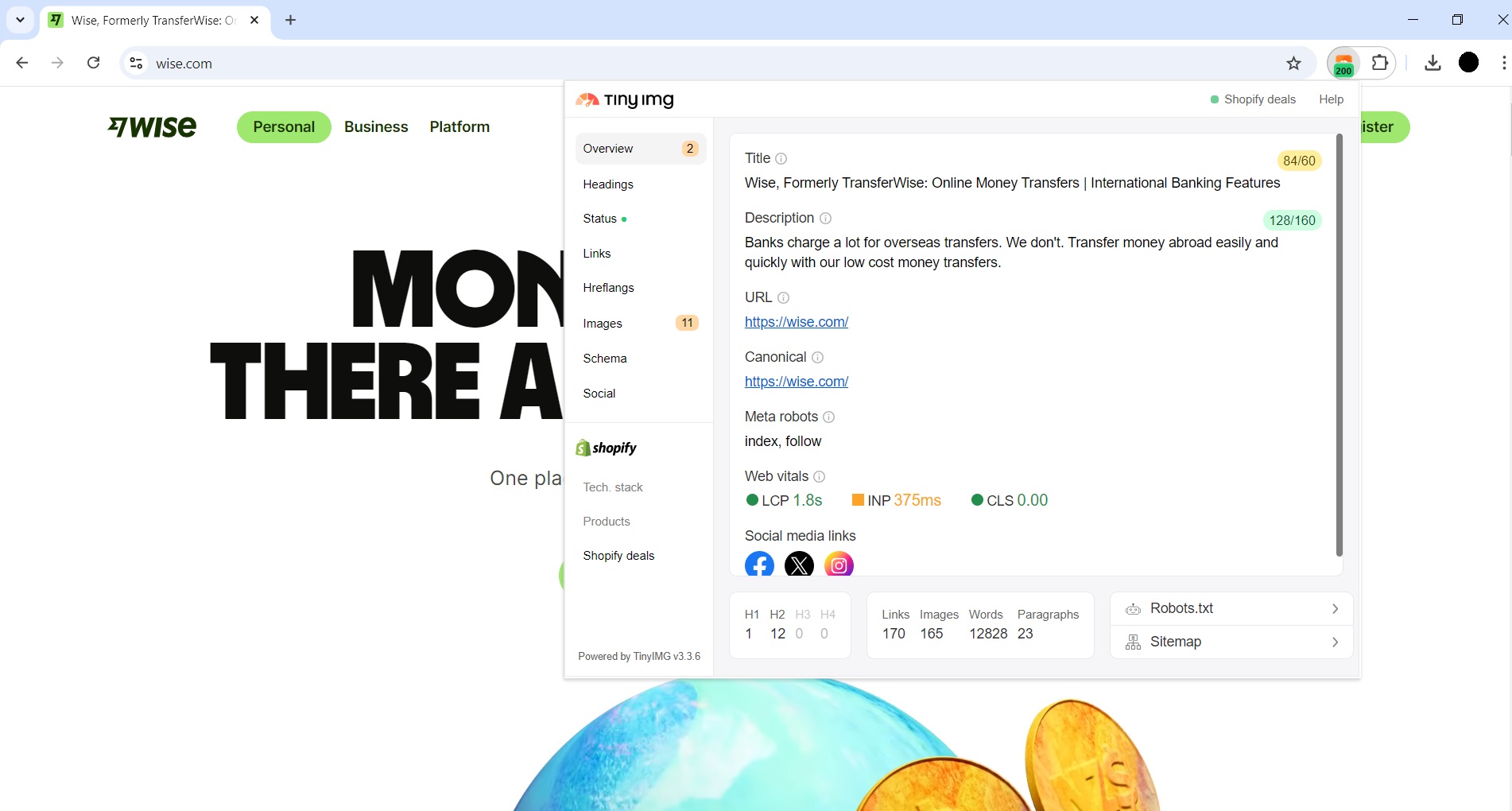 Check metadata with TinyIMG extension
