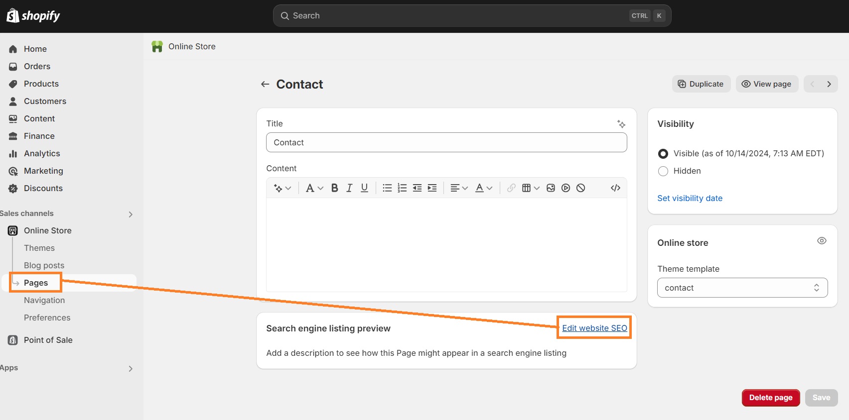 Edit metadata on Shopify