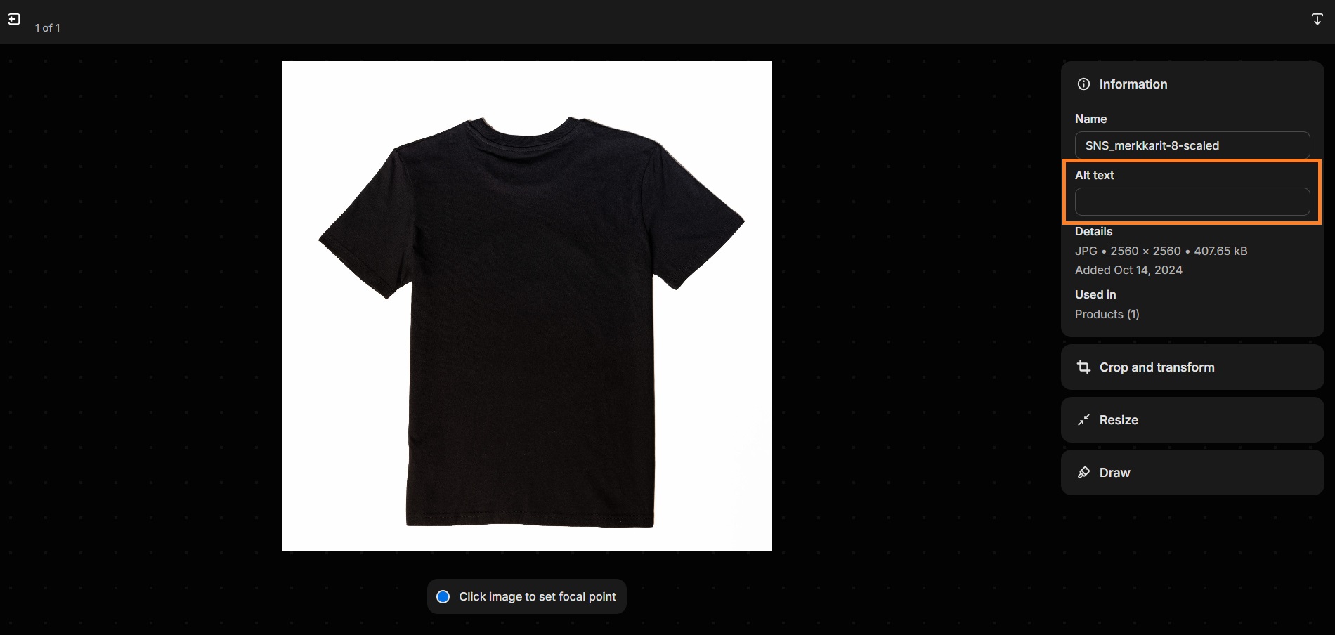 link to Shopify app store TinyIMG app