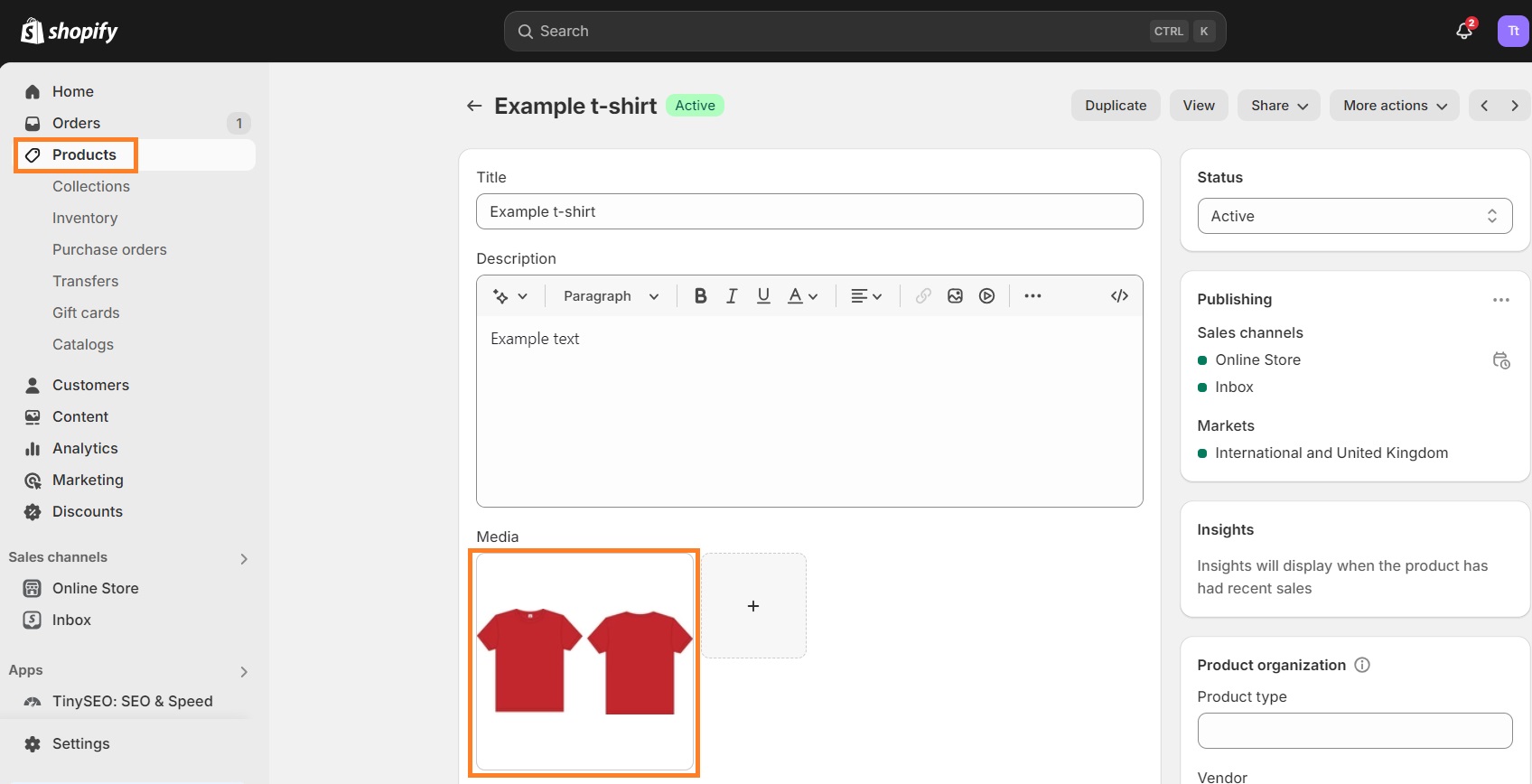 Edit products on Shopify