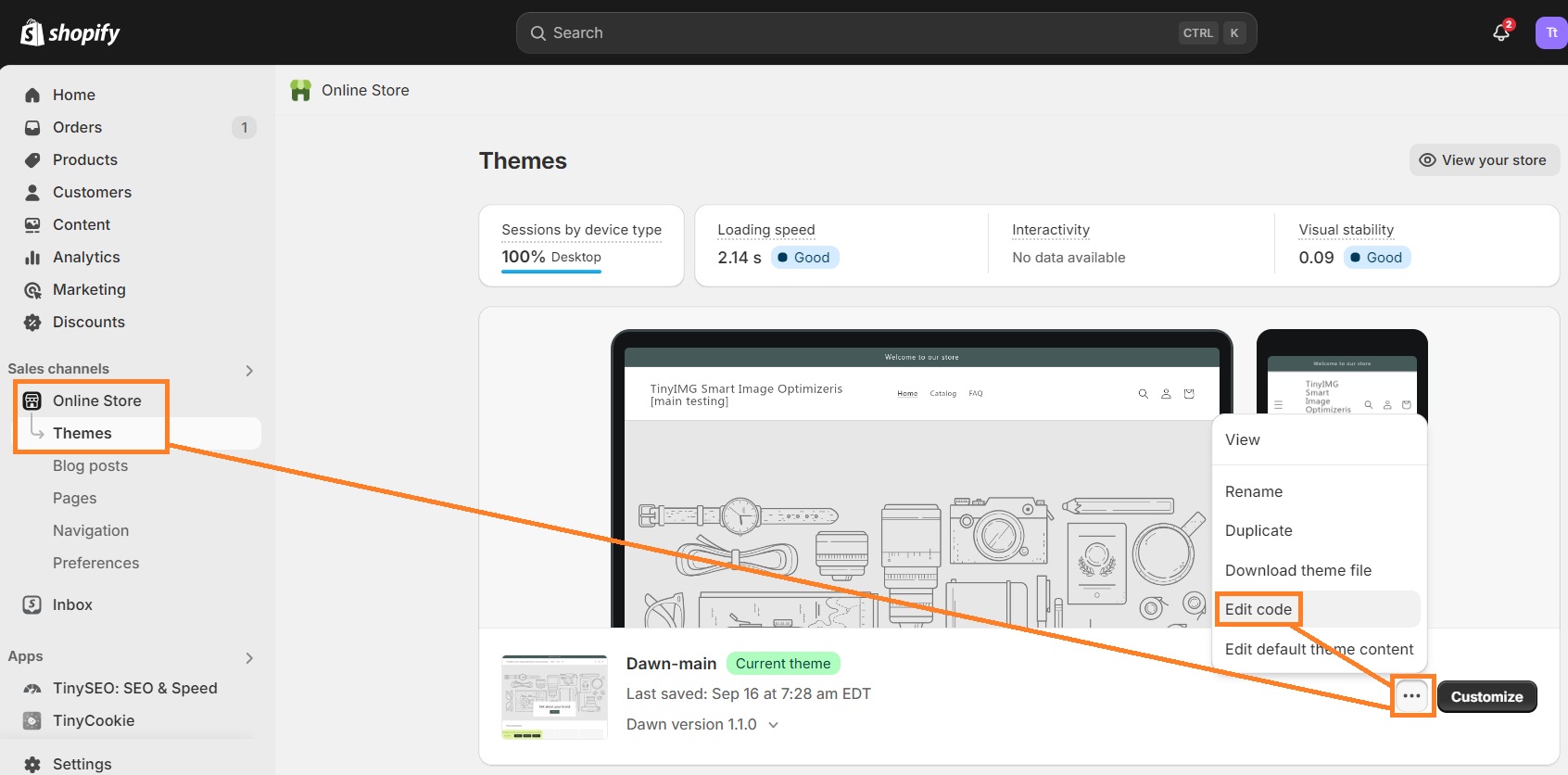 How to edit theme code on Shopify