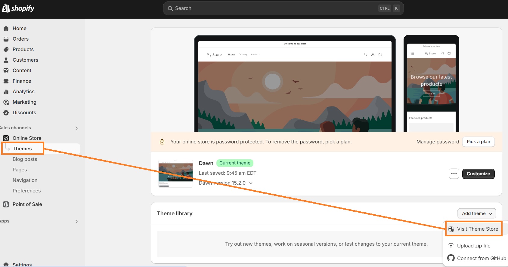 How to find Shopify Theme Store