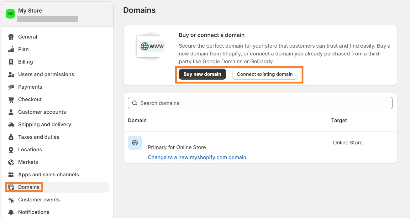 Add a domain to Shopify