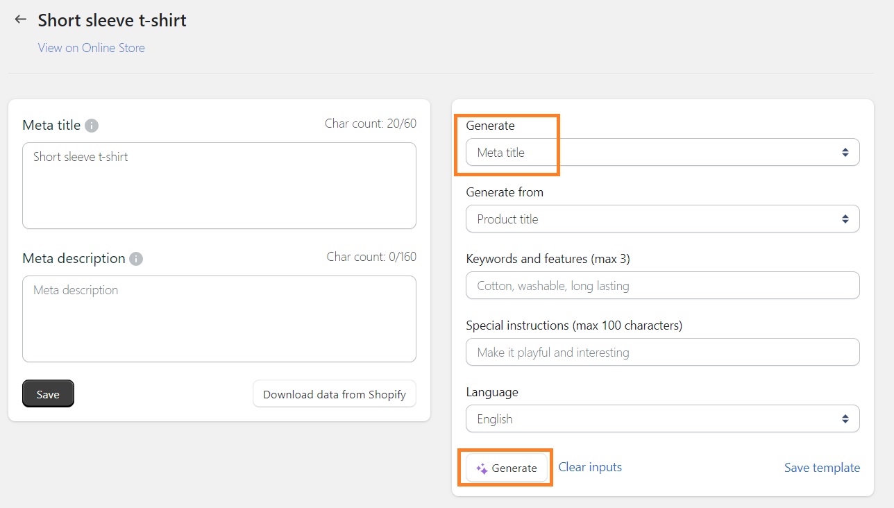 Generate meta description with TinyIMG