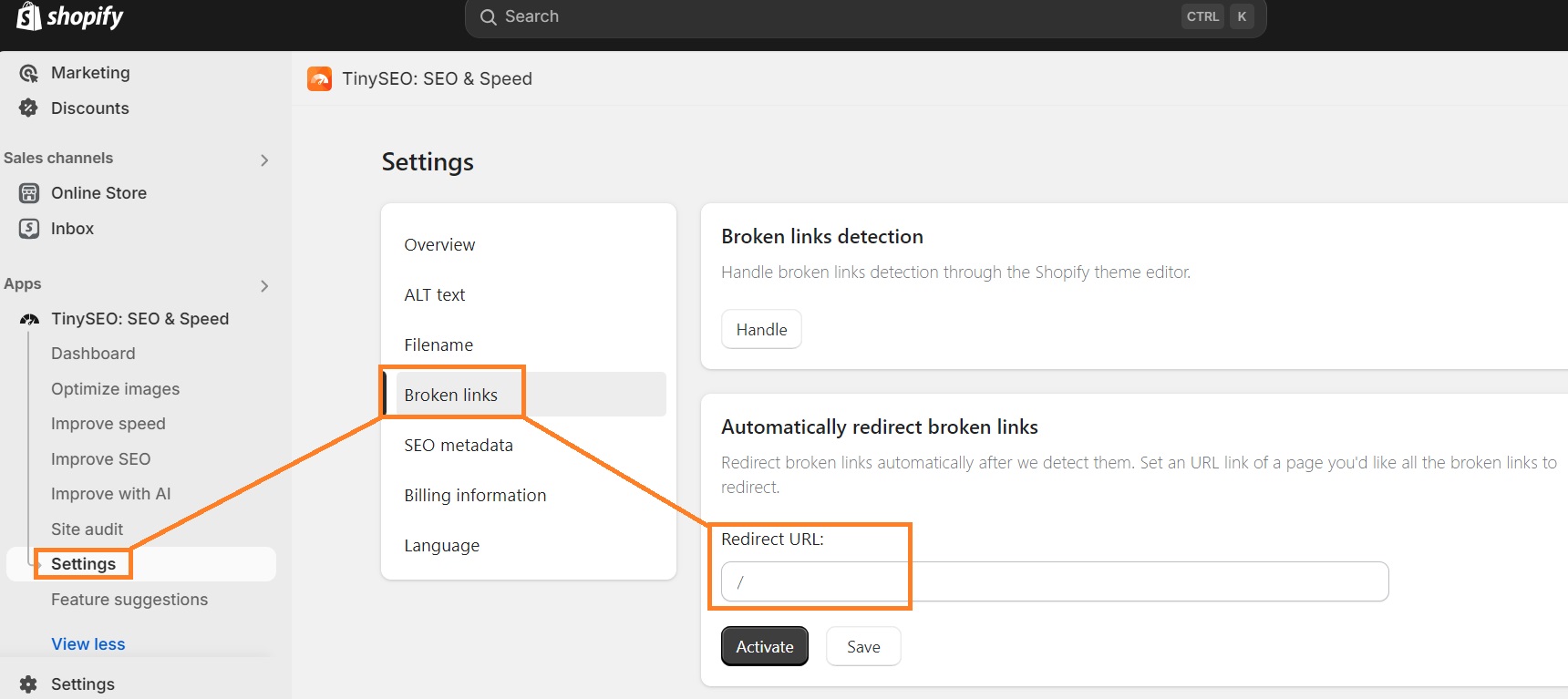 Automating broken link redirect on TinyIMG