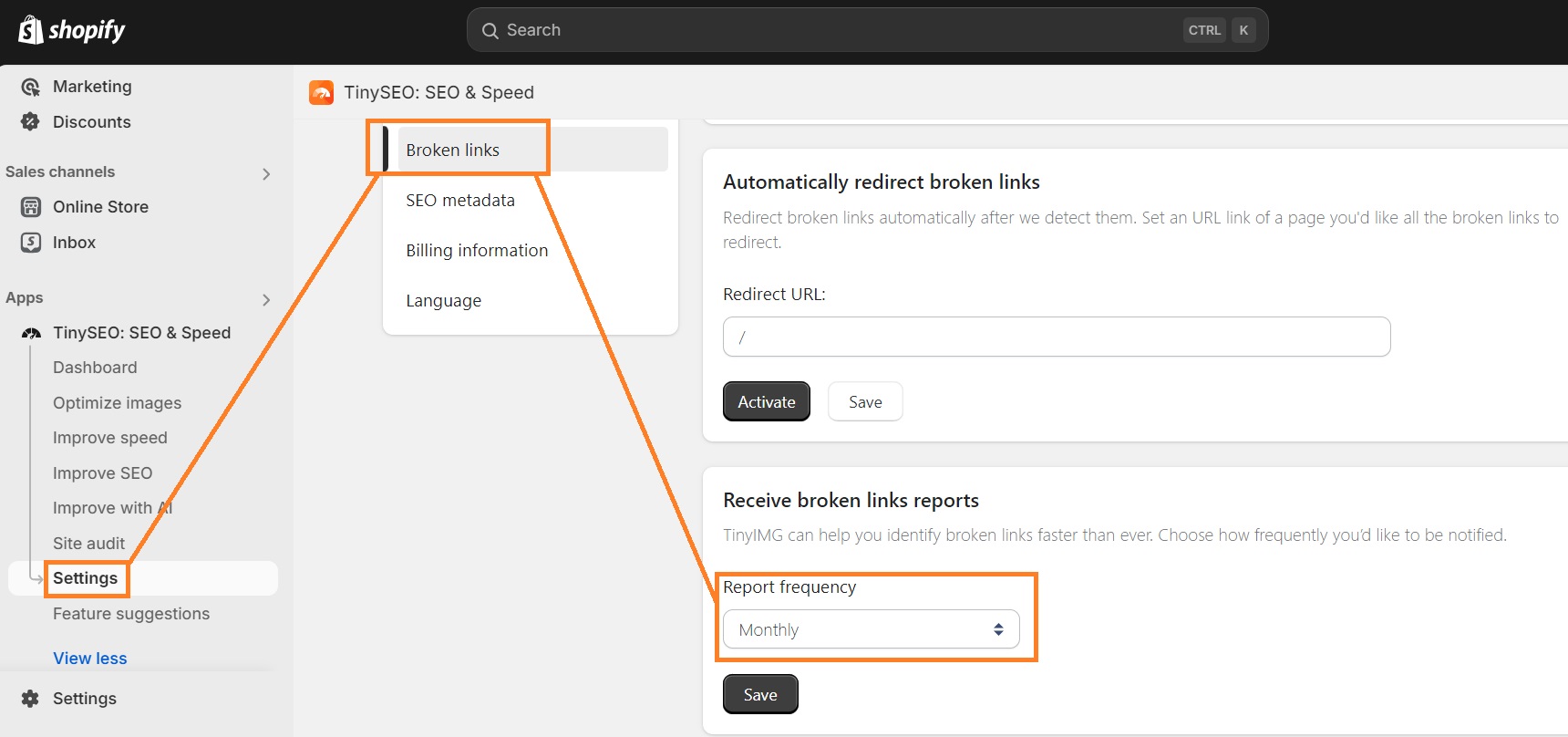 Receive broken links reports by TinyIMG