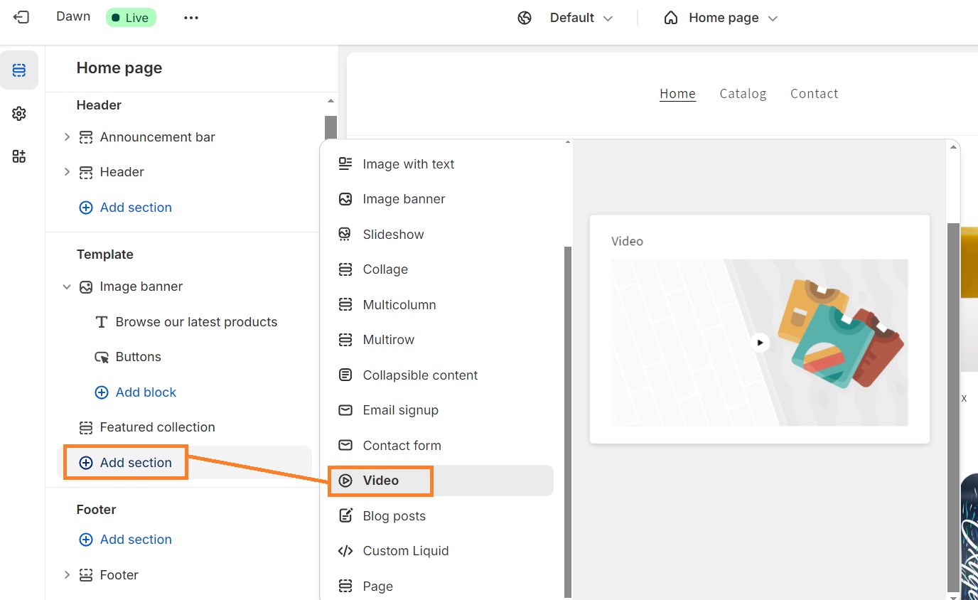 Add a video section to your Shopify theme