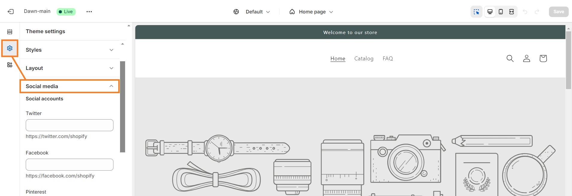 Add social media to Shopify