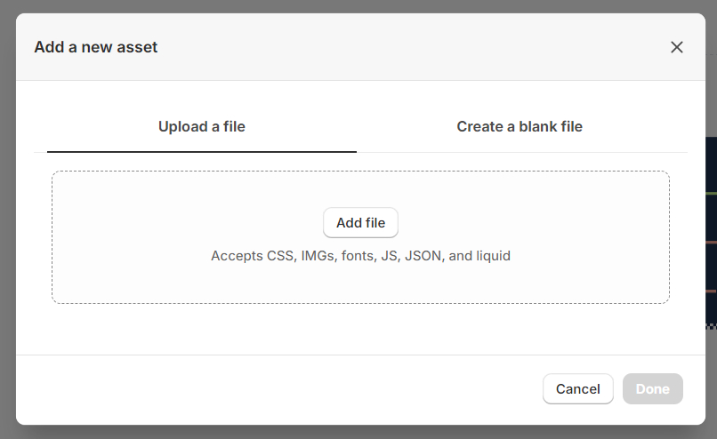 Add assets to your Shopify store's theme