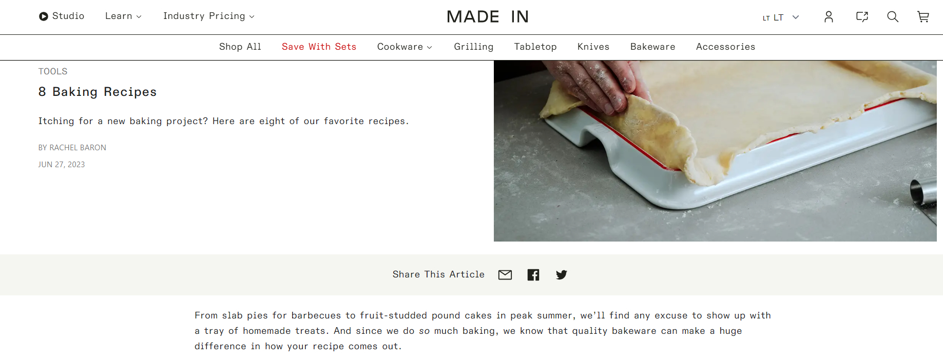 Example of social media links in blog posts