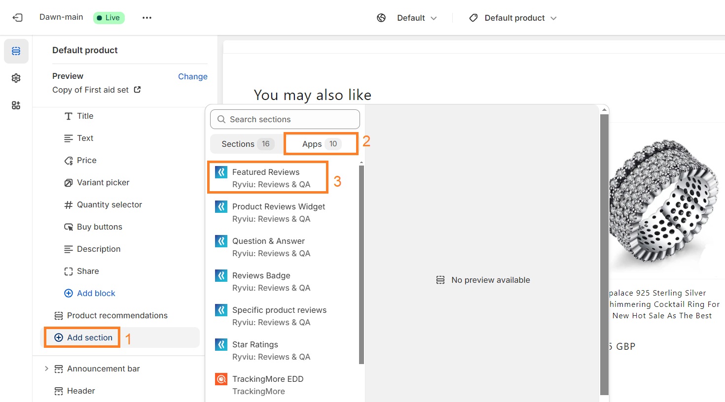 Several Shopify review blocks from Ryviu app