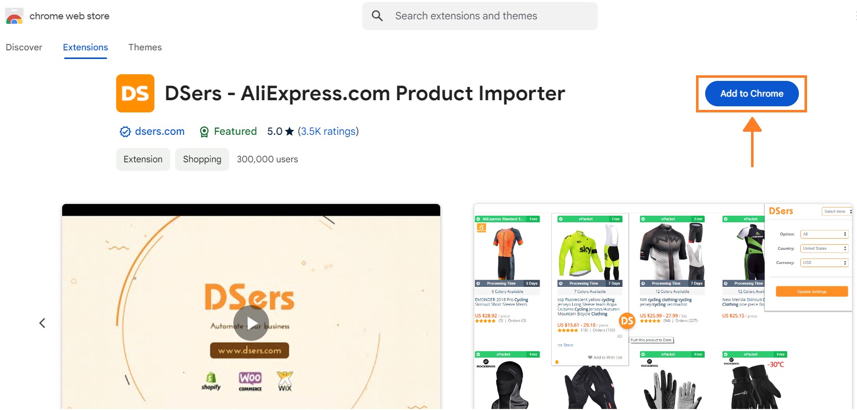 Install DSers browser extension on Chrome