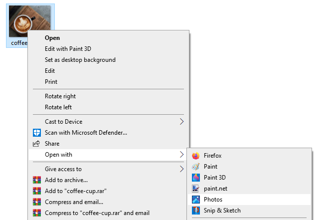 Open JPEG image in Photos app
