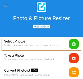 Select photos in Photo & Picture Resizer