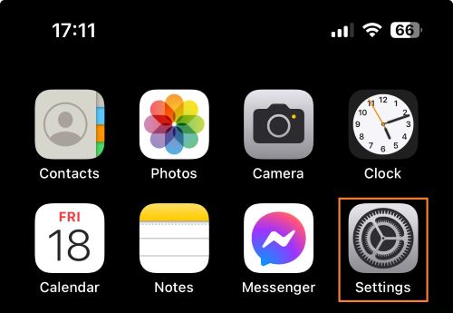 Open Settings app on iOS