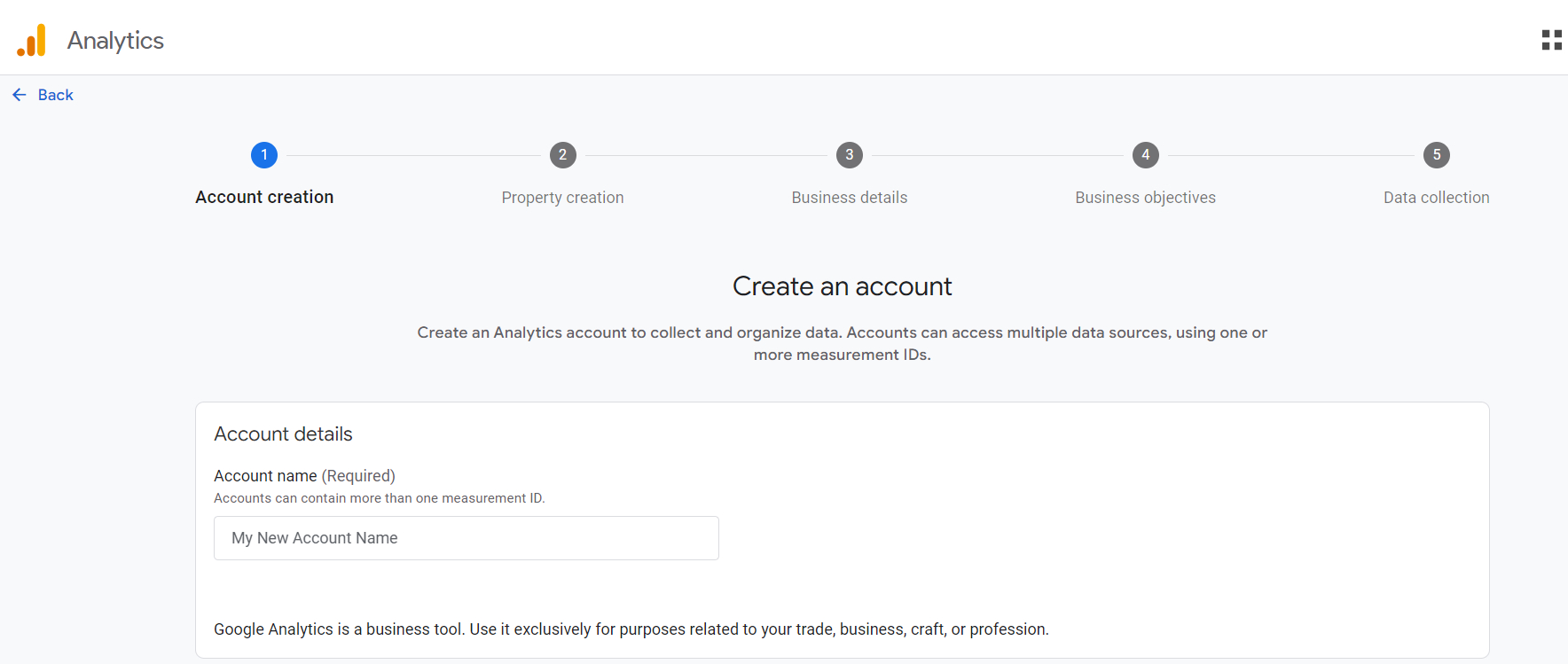 Google Analytics account setup instructions