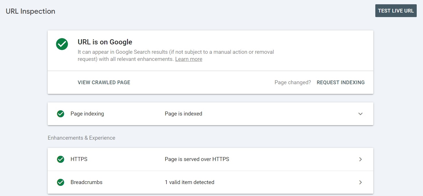 Average position on Google Search Console