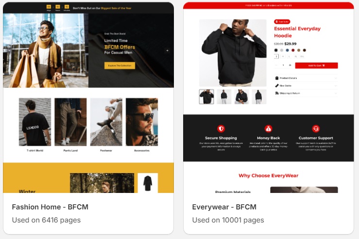 PageFly BFCM template examples