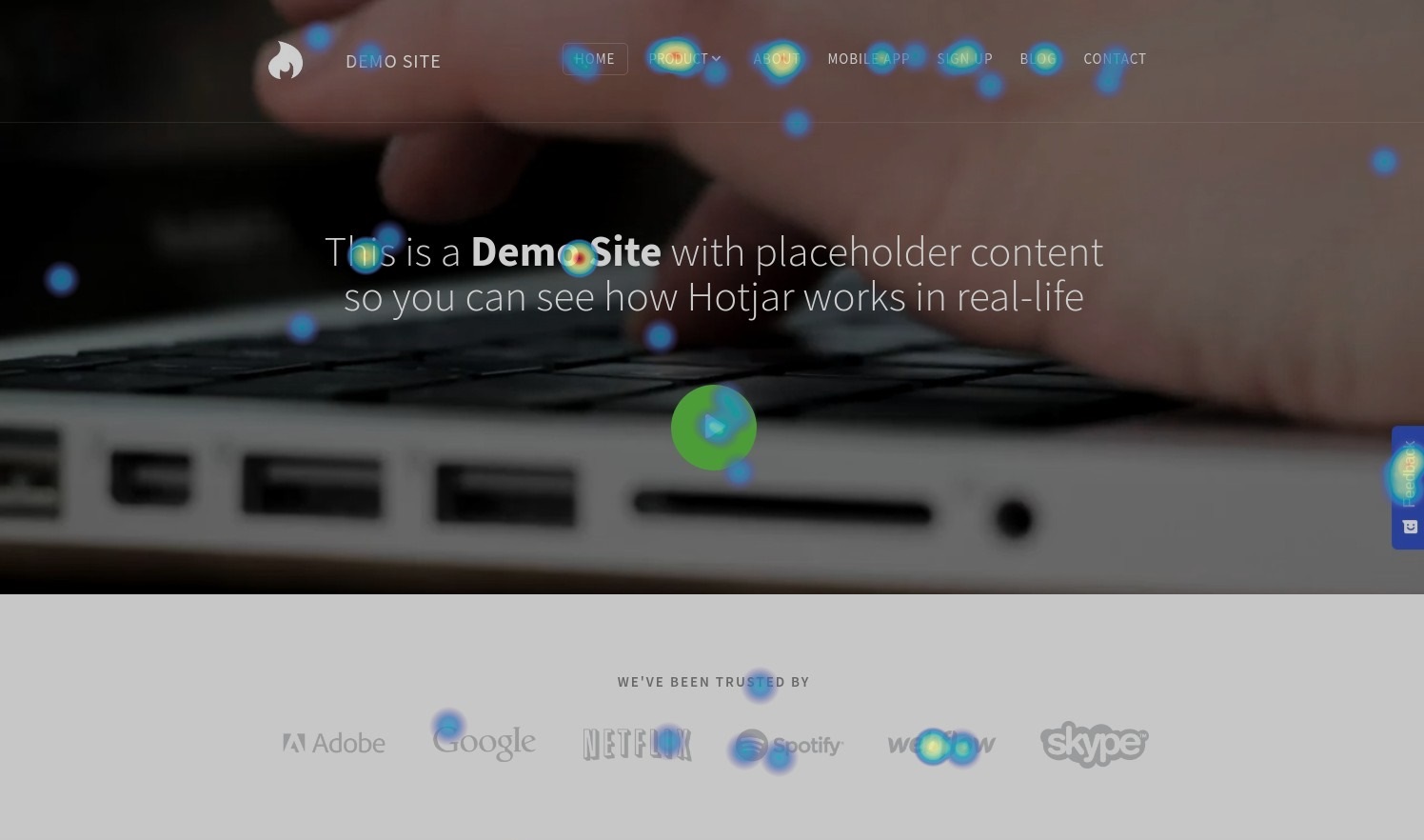 Click heatmap example