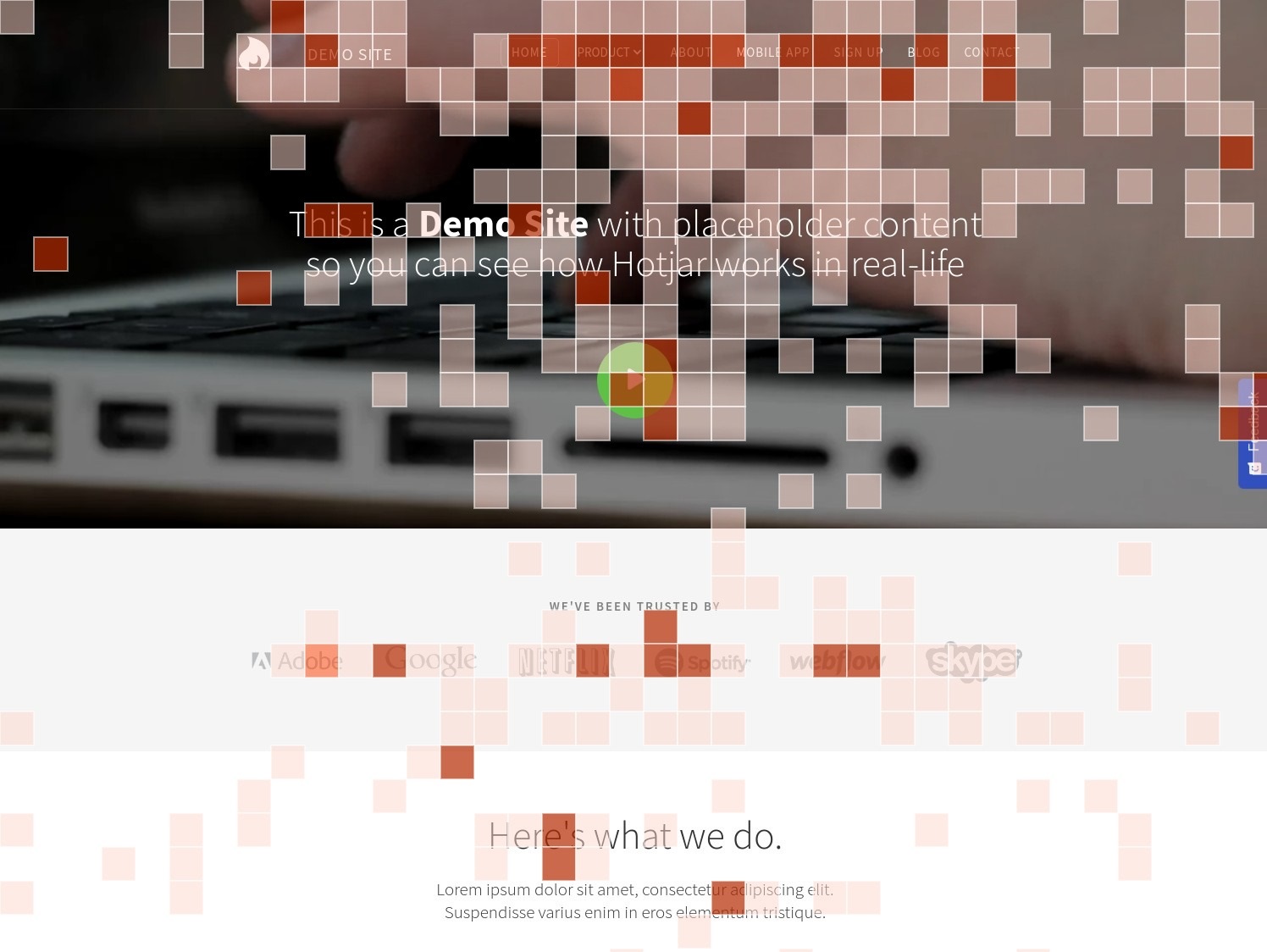 Engagement zone heatmap example on Hotjar