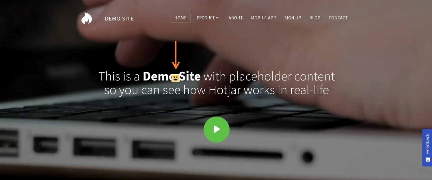 Rage click heatmap example on Hotjar