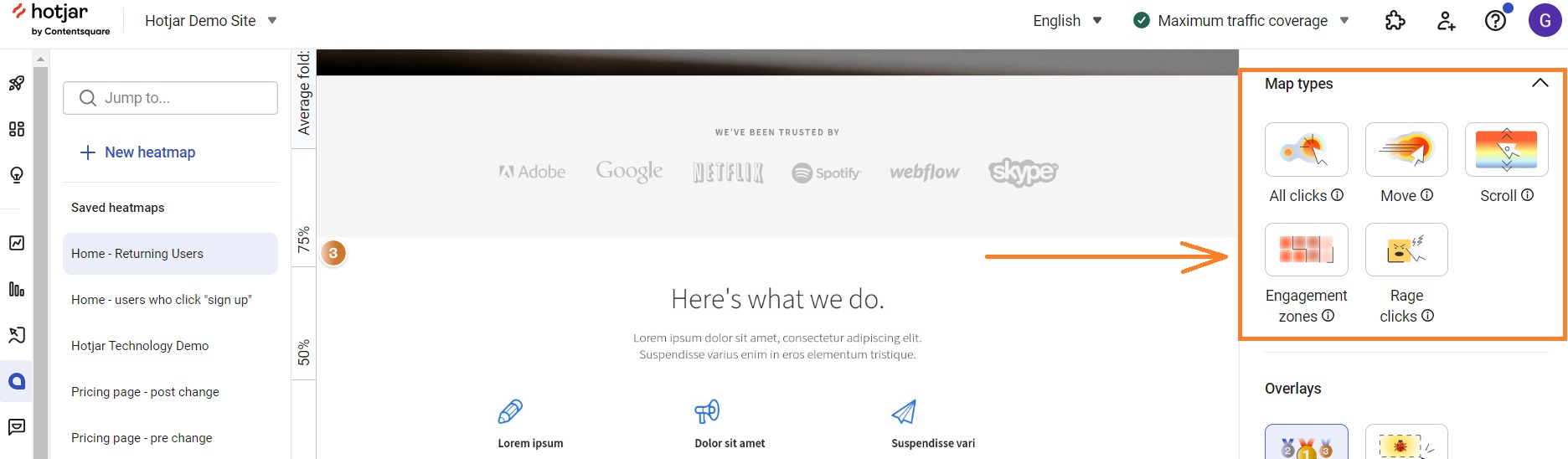 Hotjar heatmap types