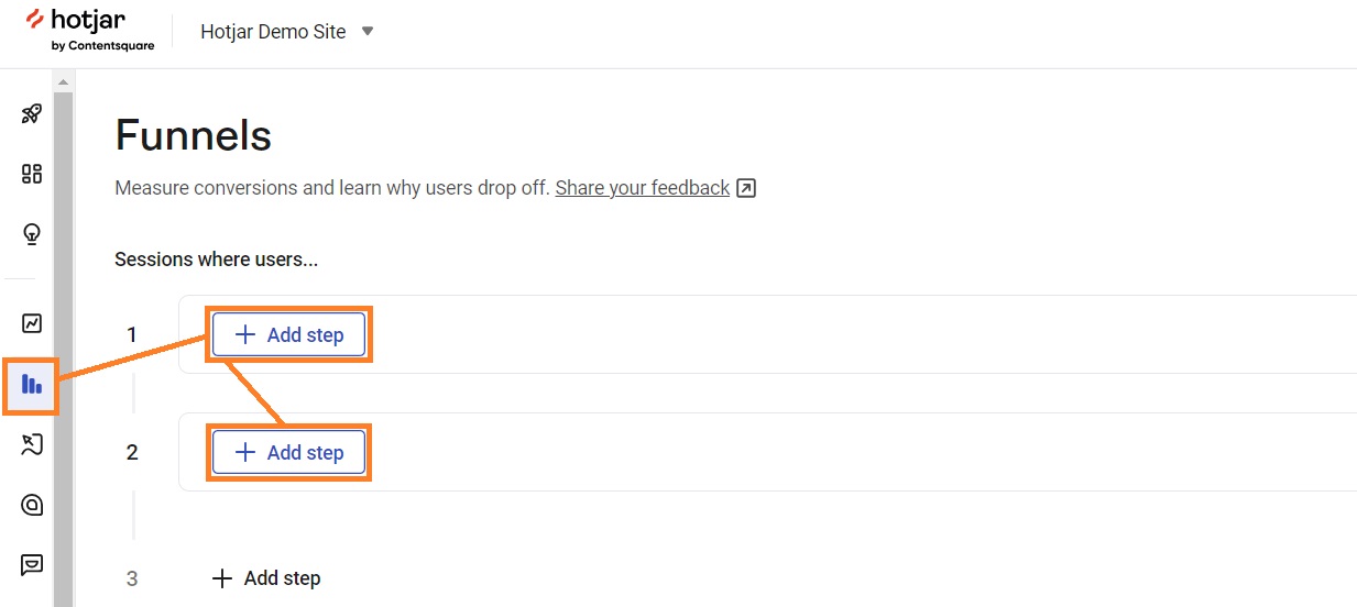 Hotjar funnel example