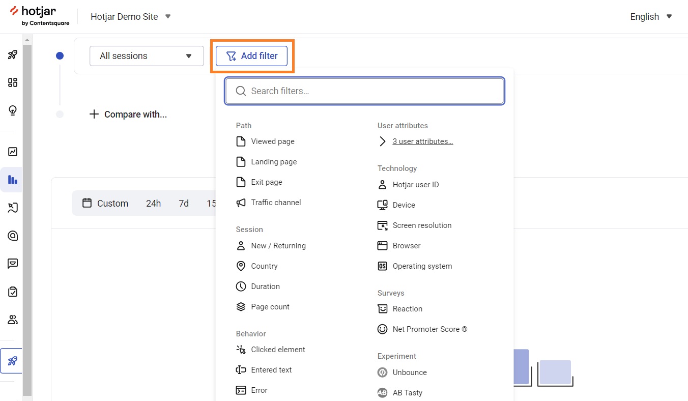Add filters to funnels in Hotjar