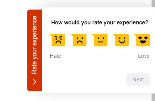 User feedback widget on Hotjar