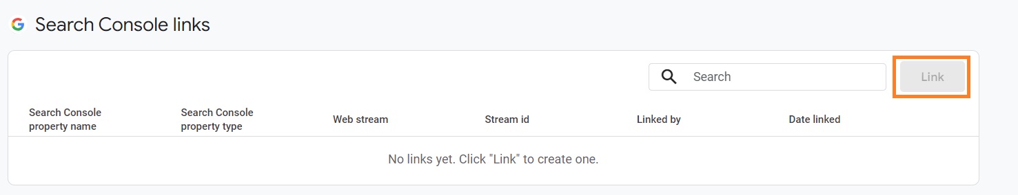 Link Search Console account in Google Analytics