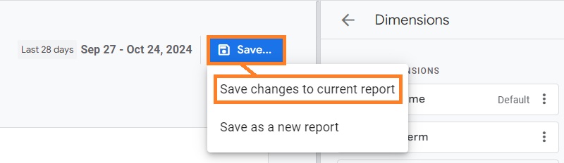Save customized report in Google Analytics 4
