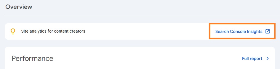 Locate Search Console Insights