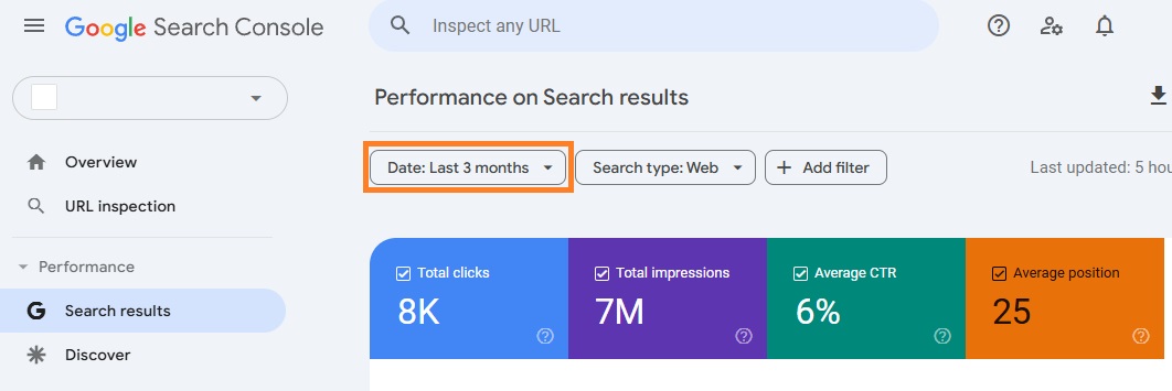 How to set the date range in Search Console