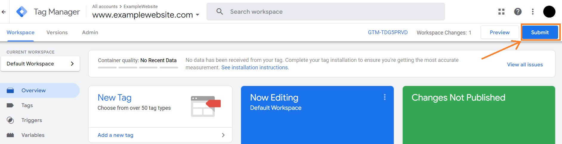 Submit tags on Google Tag Manager