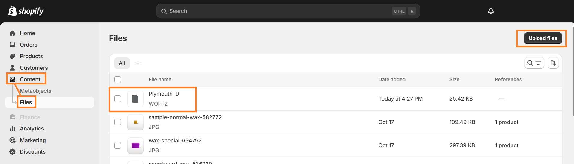 Files in your Shopify store