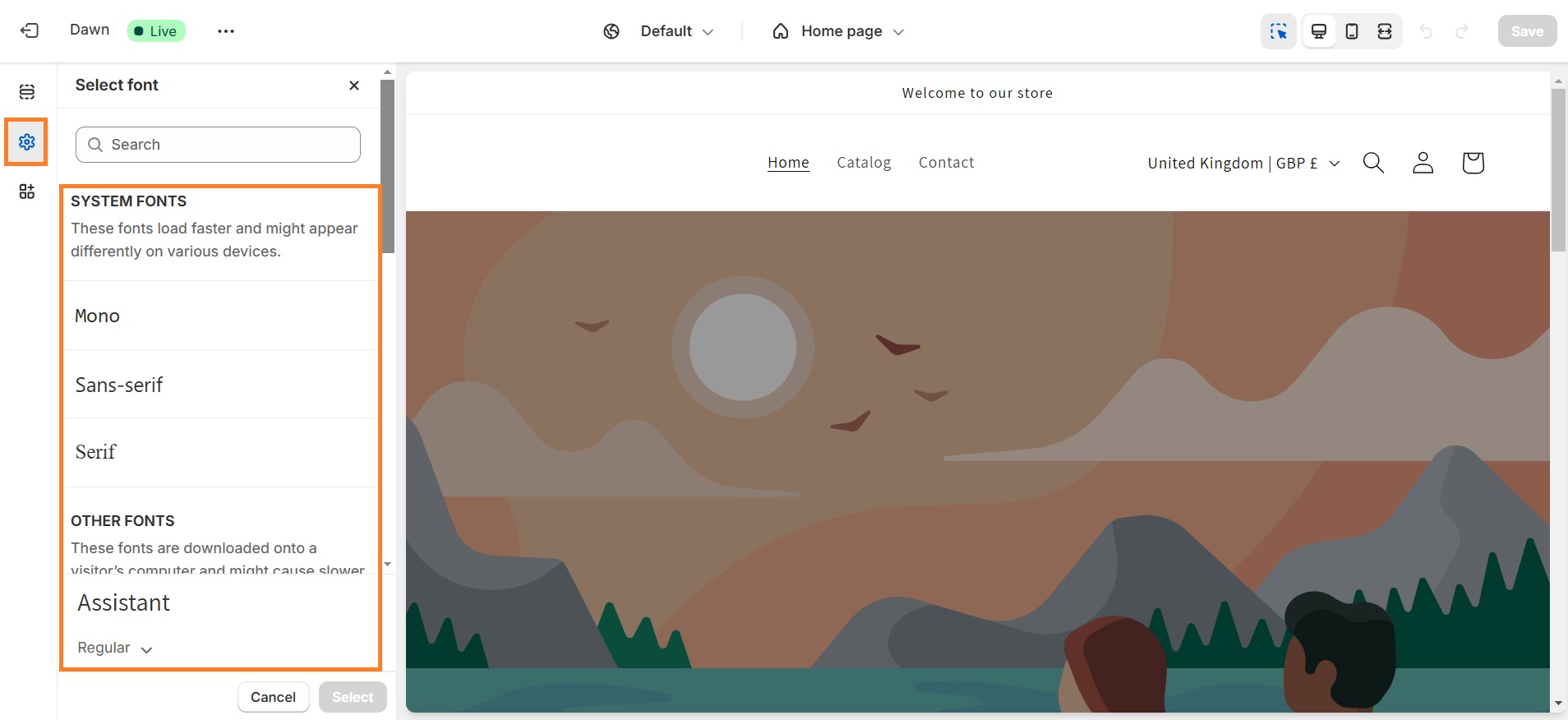 How to change fonts in your Shopify store