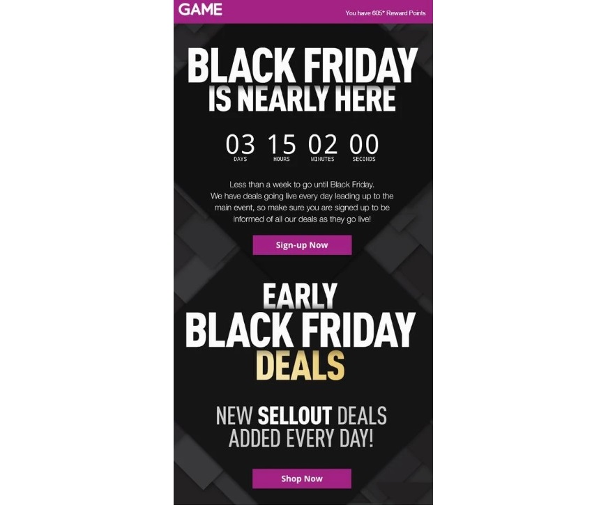 GAME Black Friday email example