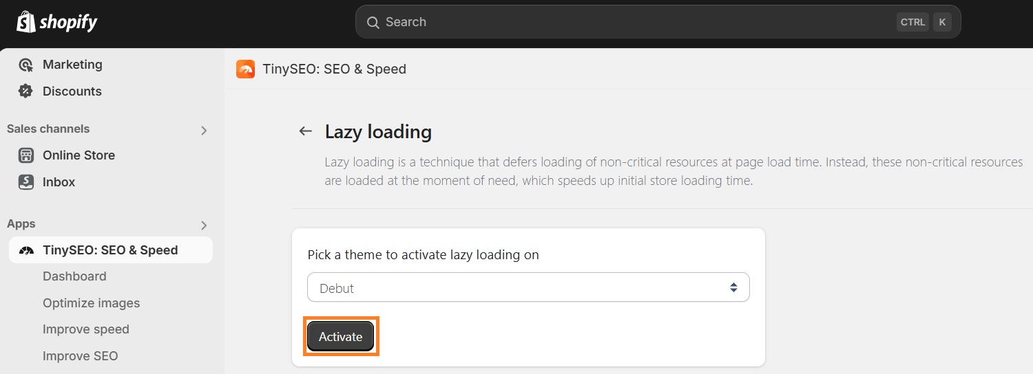Activate lazy loading on TinyIMG