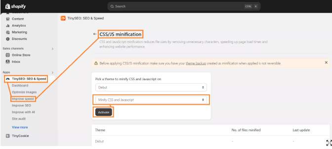 css/js minification on tinyimg app