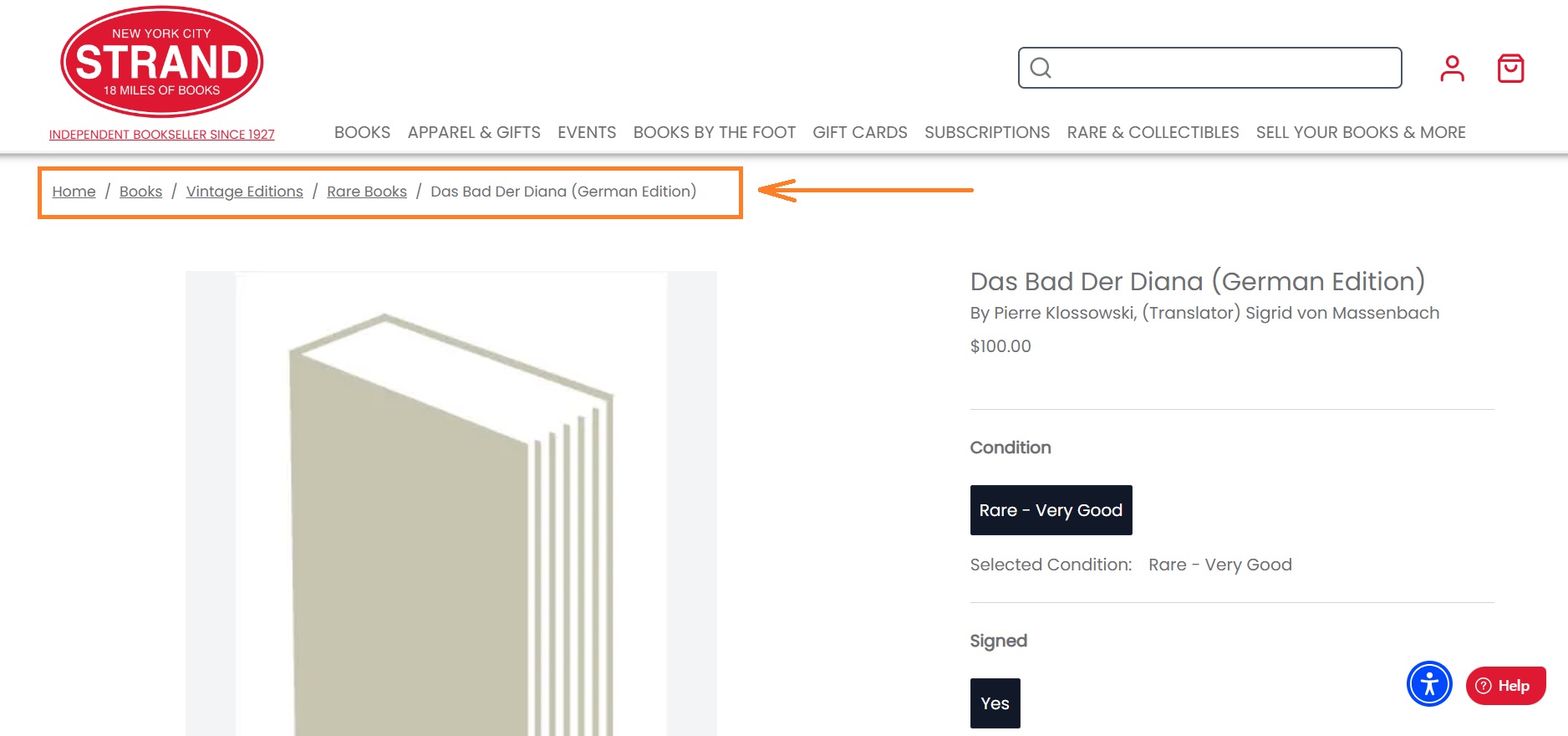 Breadcrumb navigation example