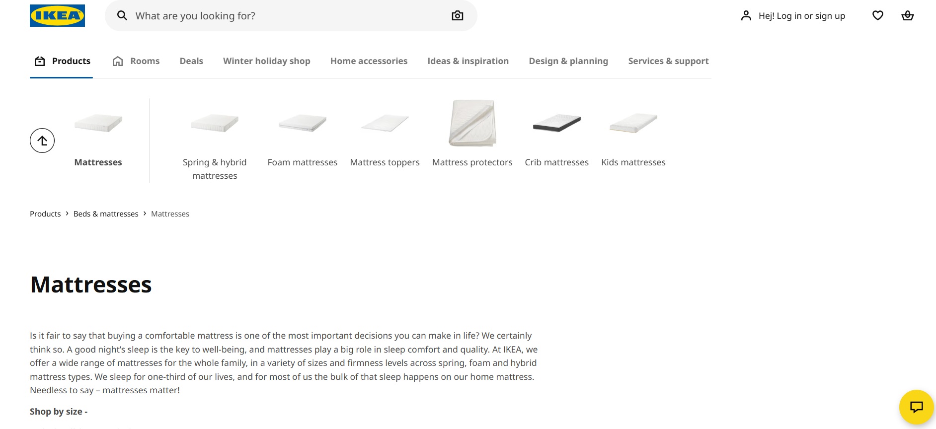 IKEA sub-categories and collection description