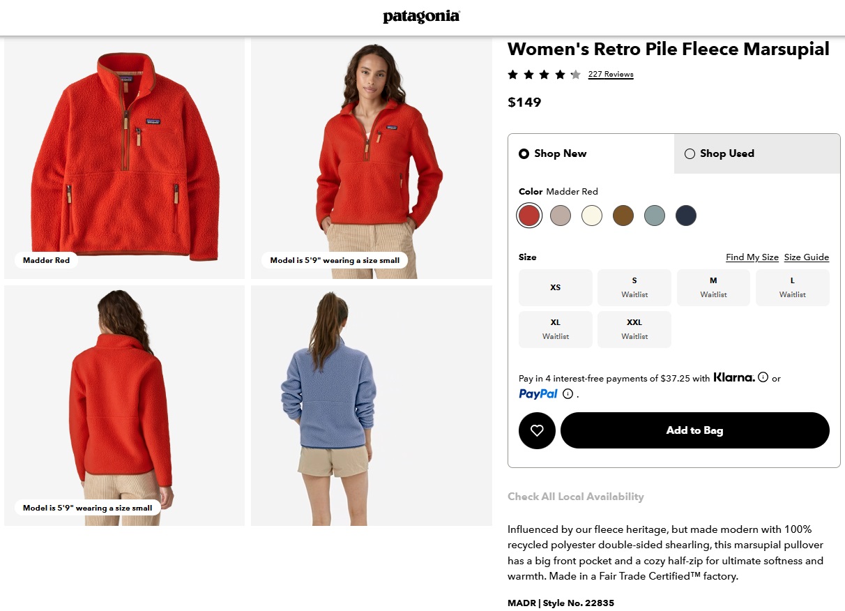 Patagonia product page example