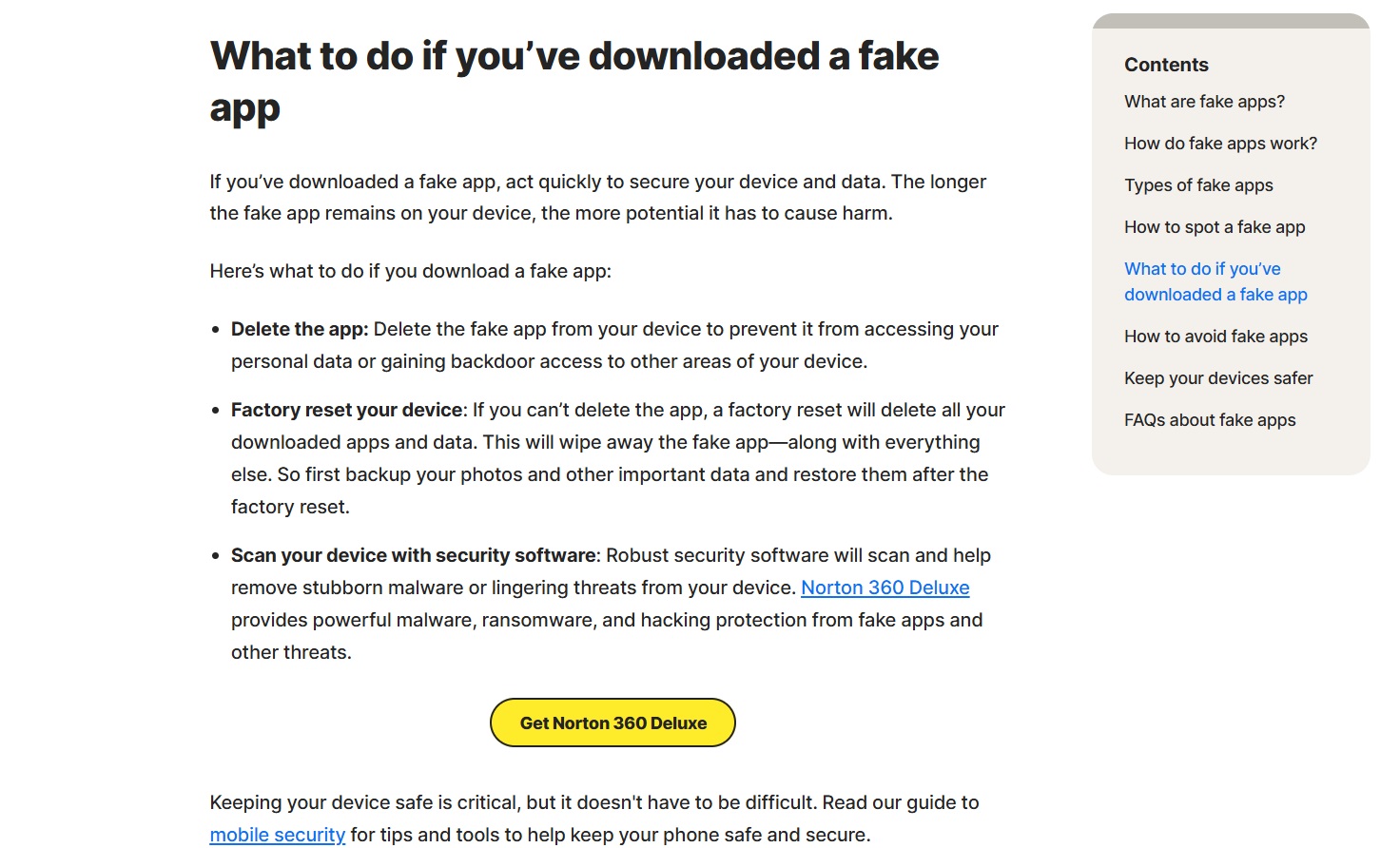 Norton antivirus blog upsell example