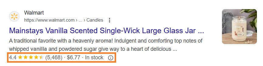 SERP rich results example