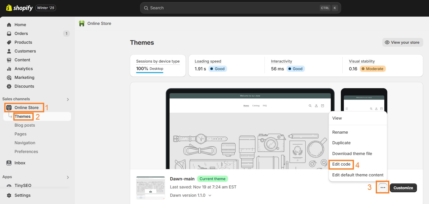 How to edit Shopify code