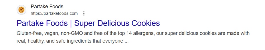 Partake Foods metadata example